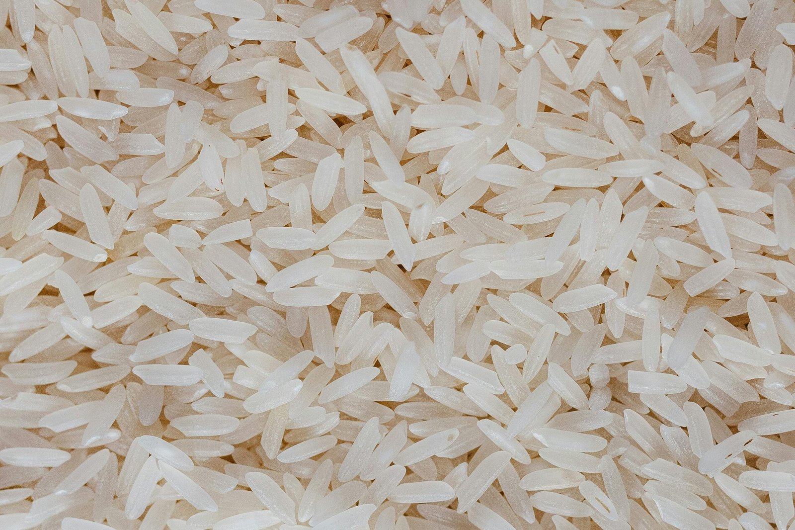 Detailed view of uncooked white rice grains, showcasing texture and pattern.